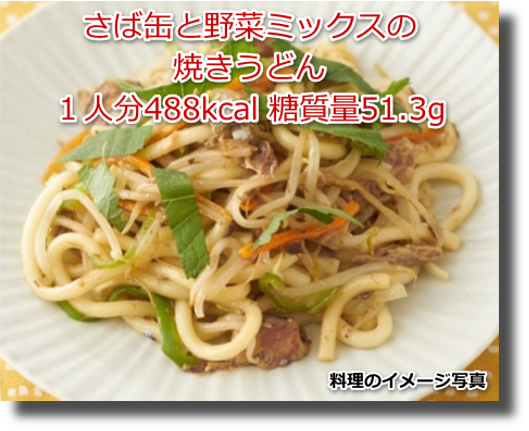 さば缶と野菜ミックスの焼きうどん